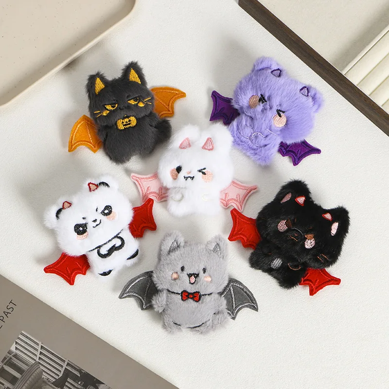 Brooch Halloween Cute Plush Bat Cat Funny Novelty Kids Decoration Accessory Black Orange Metal Polyester Lightweight