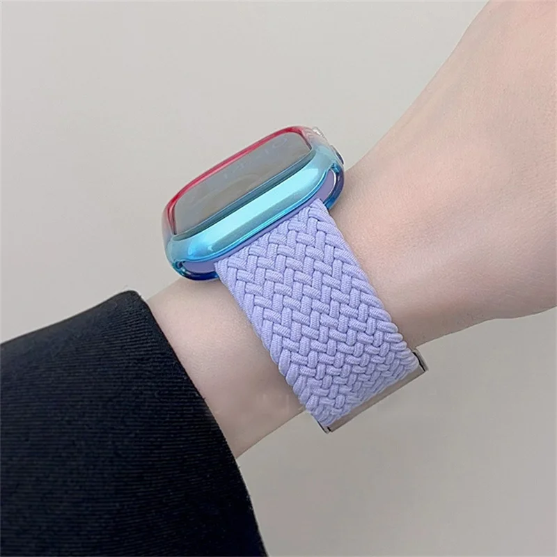 Étui à changement progressif mignon et bracelet pour Apple Watch, bande en nylon Correa pour iWatch Series 9, 8, SE, 7, 6, Y2k, Ultra2, 49mm, 45mm, 44mm, 41mm, 40mm