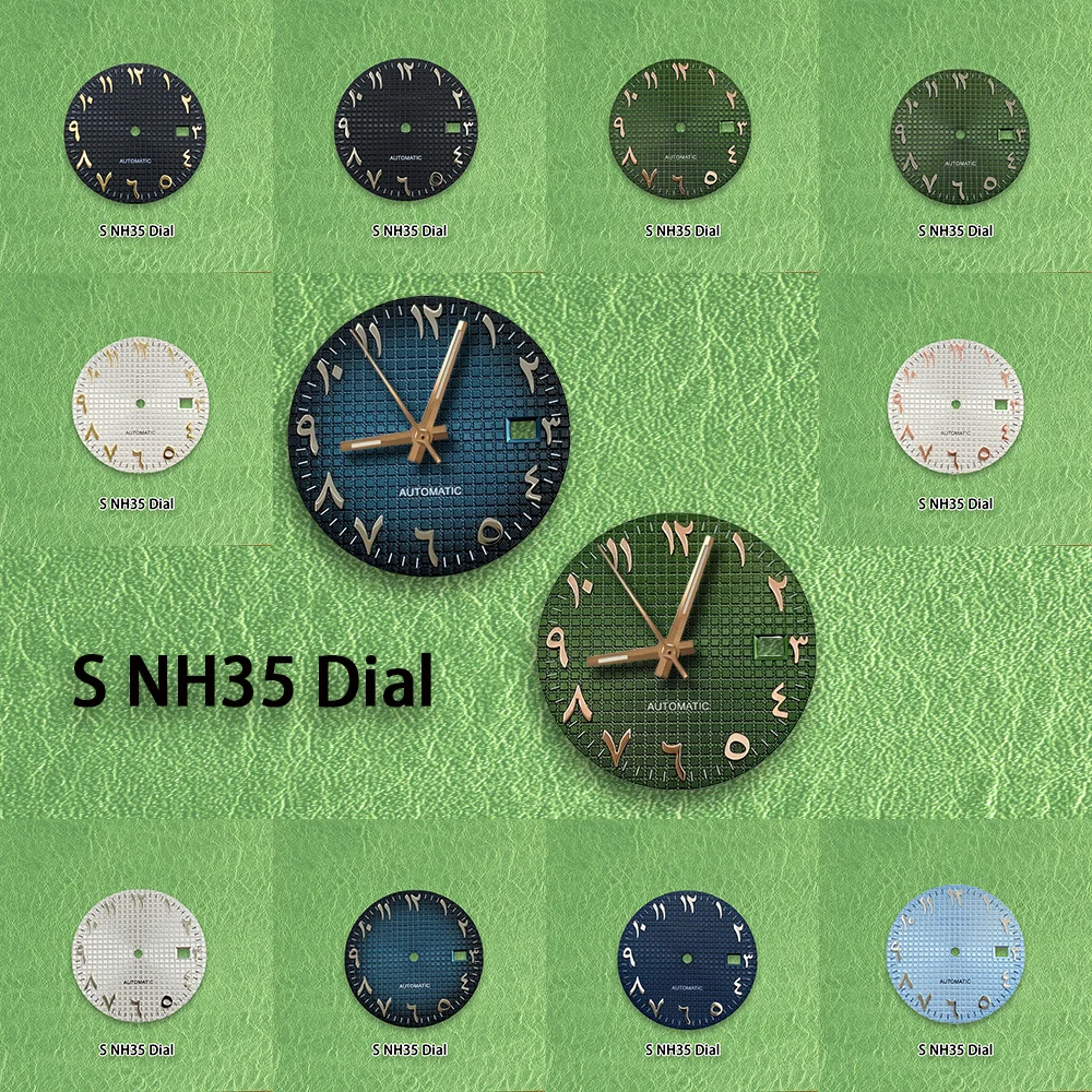 S Logo Dial NH35 Dial 31.8mm Arab Gradient Dial Fit NH36 Movement Green Luminous Quality Delicate Watch Modification Accessories