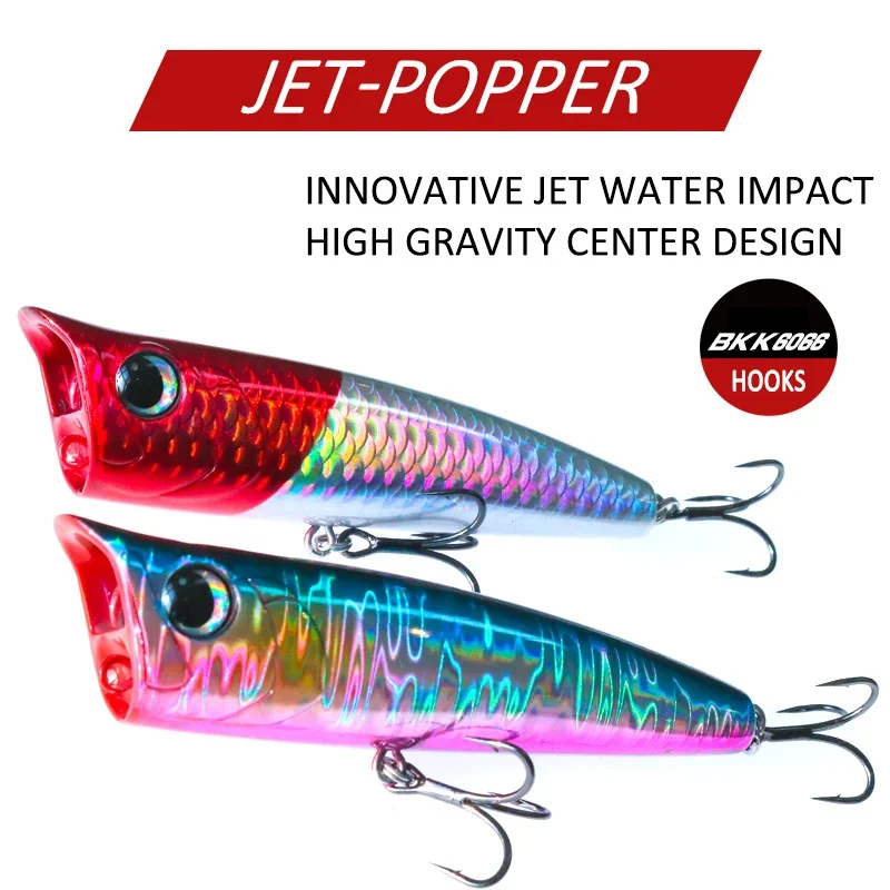 Popper Fishing Lures 90mm 15g 75mm 9g Topwater Artificial Bait Bubble Baits ROCKPOP Jet Popper Wobblers Tuna Bass Fishing Lure