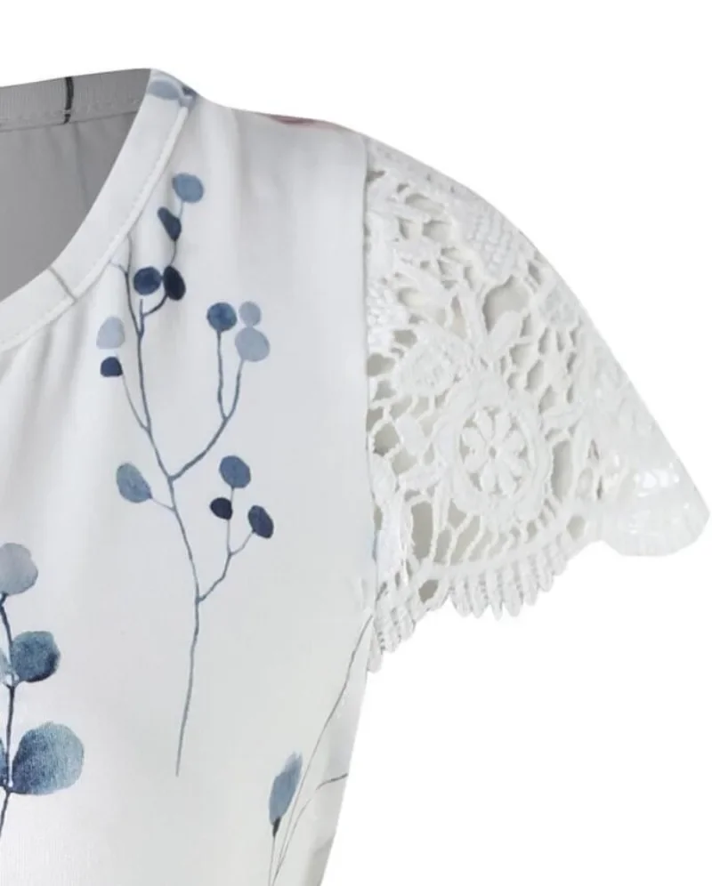 Floral Print Notch Neck Lace Patch Top Women New Spring Summer V Neck Sleeveless Flower Camis Tanks Tops