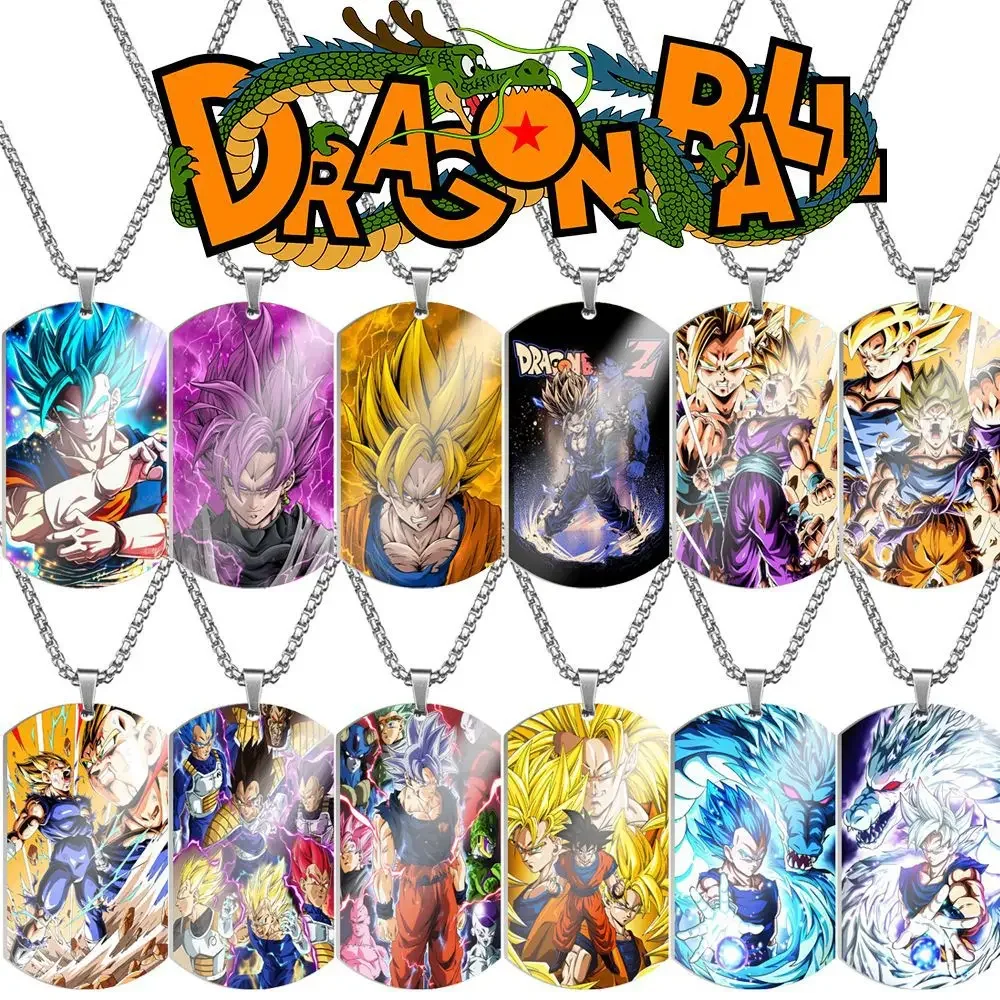 2024 Anime Dragon Ball super Saiyan Monkey King color printed stainless steel necklace festival gift