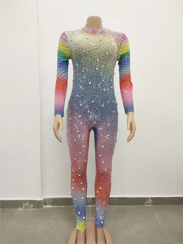 

Блестящие боди со стразами на заказ для женщин, эластичный блестящий комбинезон больших размеров