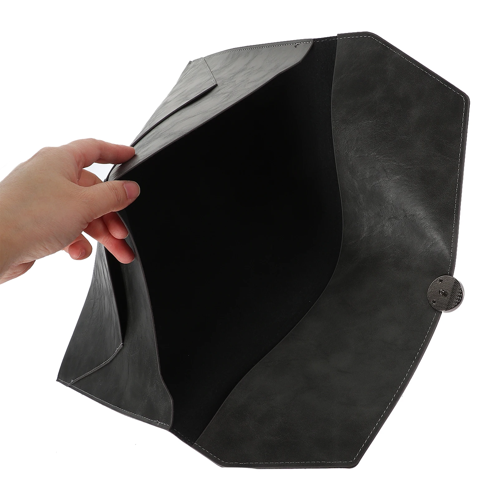

Premium Faux Document Organizer Portable Business File Folder Storage Bag For Office Work Snap Button Closure Document