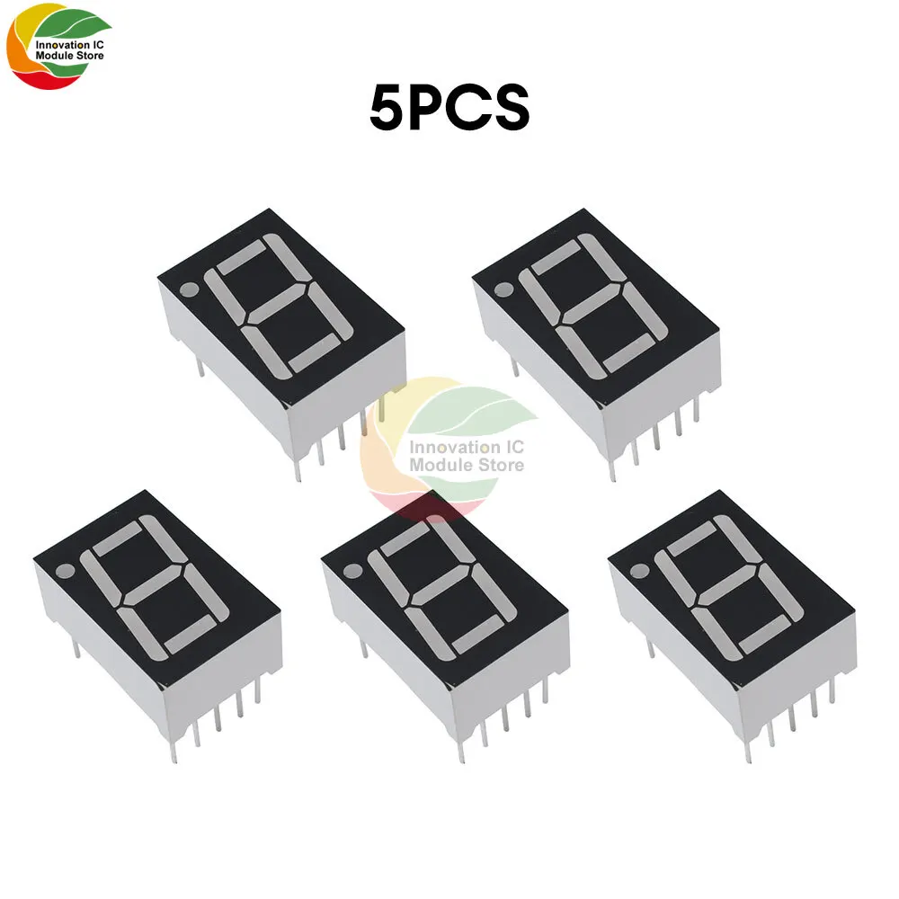 5 قطعة 0.56 بوصة 10 دبابيس 1 بت أرقام 7 قطعة اليشم الأخضر LED شاشة ديجيتال Digitron الأنود المشترك الكاثود #1