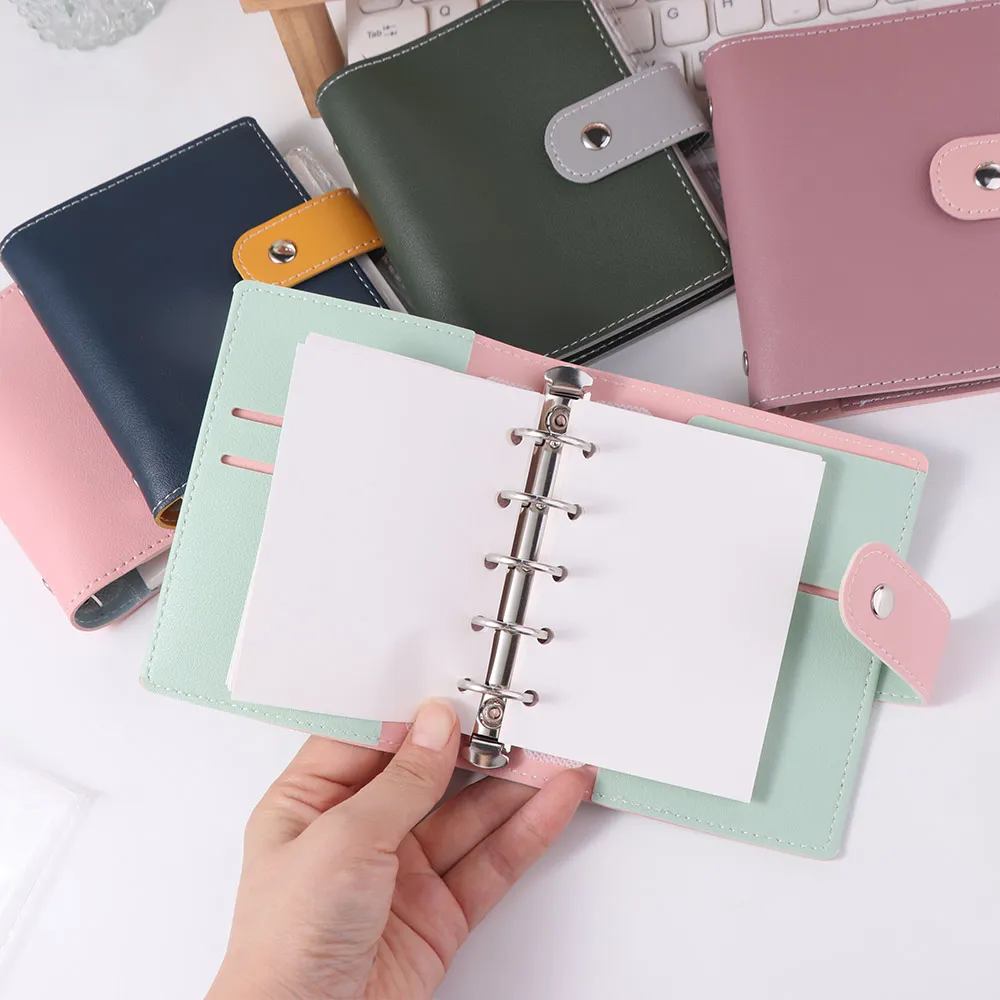 Fashion Mini Loose Leaf Notebook M5 PU Blank Page Portable Notebook Schedule Planner DIY Binder Notebook Diary