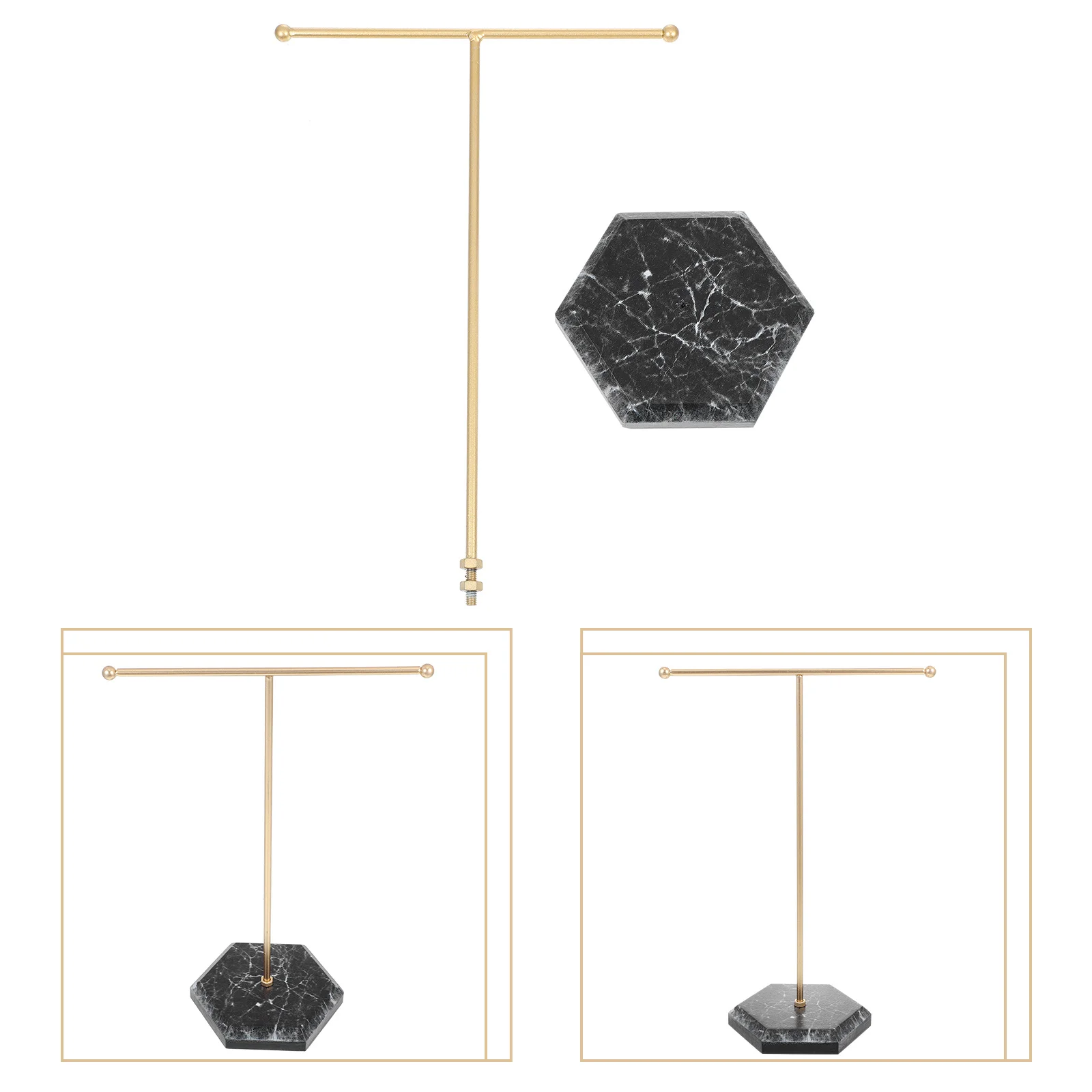 

T Bar Jewelry Stand Marble Base Earring Holder Necklace Display Rack Jewelry Storage Organizer Display Stand For Bedroom