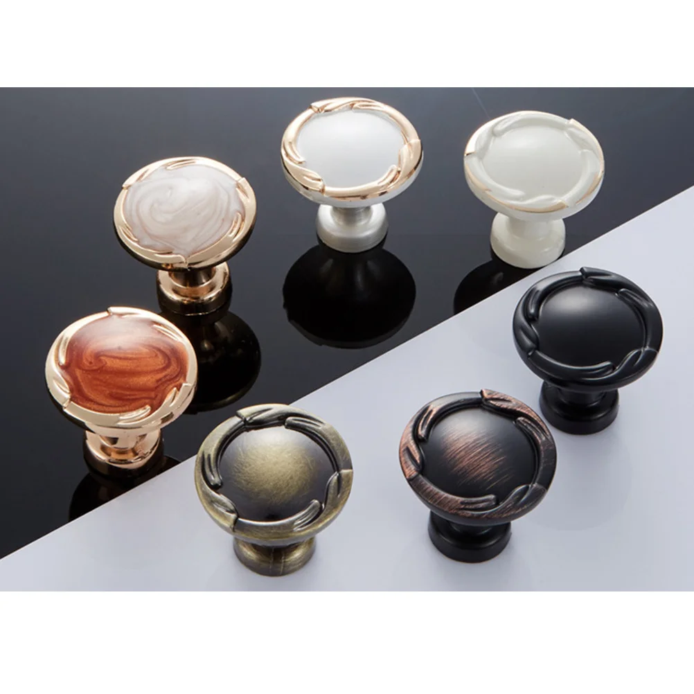 

4pcs Round European Cabinet Handle Metal Pull Wardrobe Door Grip Drawer Furniture Bronze 6510 Single Hole Home Office