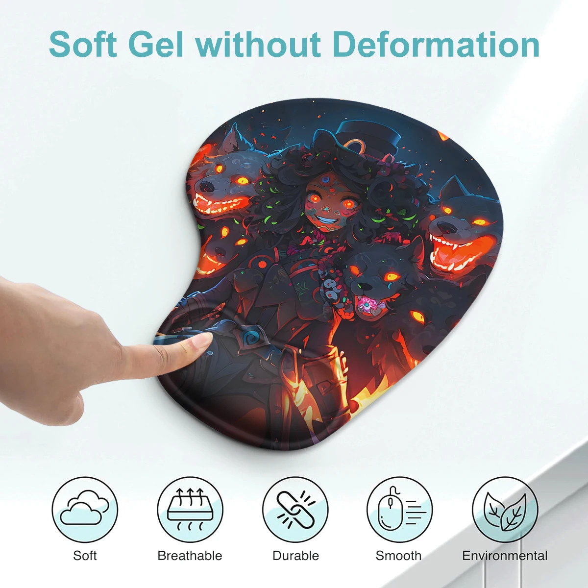 Cool Cartoon Girl And Wolf Mouse Pad Wrist Ergonomic Soft Anti-Slip Wrist Rest Support Mat Computer Mouse Pad for Office  PC