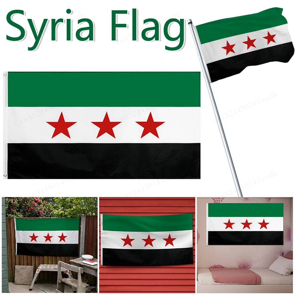 90x150cm Hanging Syria flag The Syrian Arab Republic Syrian Three Star Flag Banner High Quality Polyester Flag Decoration