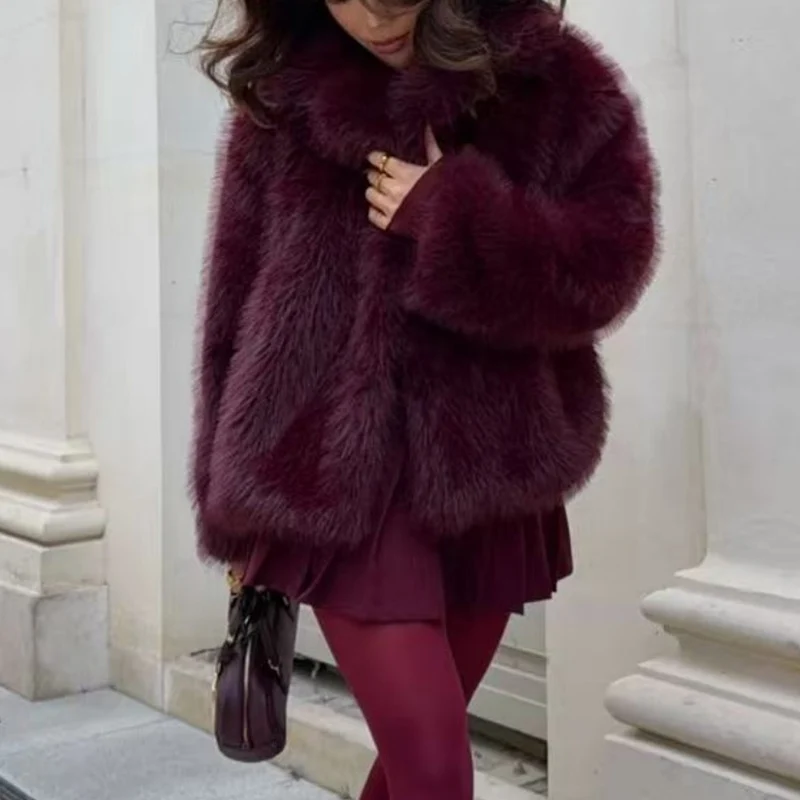 معطف نسائي من الفرو الصناعي 2025 موضة جديدة للخريف والشتاء سترة سميكة للنساء ملابس أنيقة وأنيقة للسيدات #2