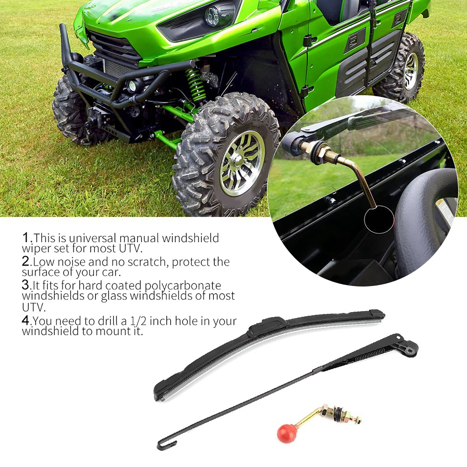 UTV Manual Windshield Wiper Kit Universal Windscreen Wiper For Most UTV