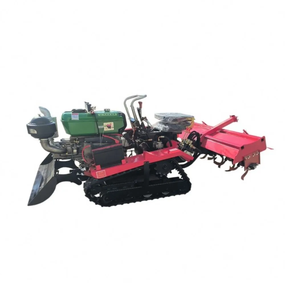 Multifunctional Trench Digging Agricultural Tractor Remote Control Orchard Greenhouse Tracked Micro Tiller Weeding Rotar