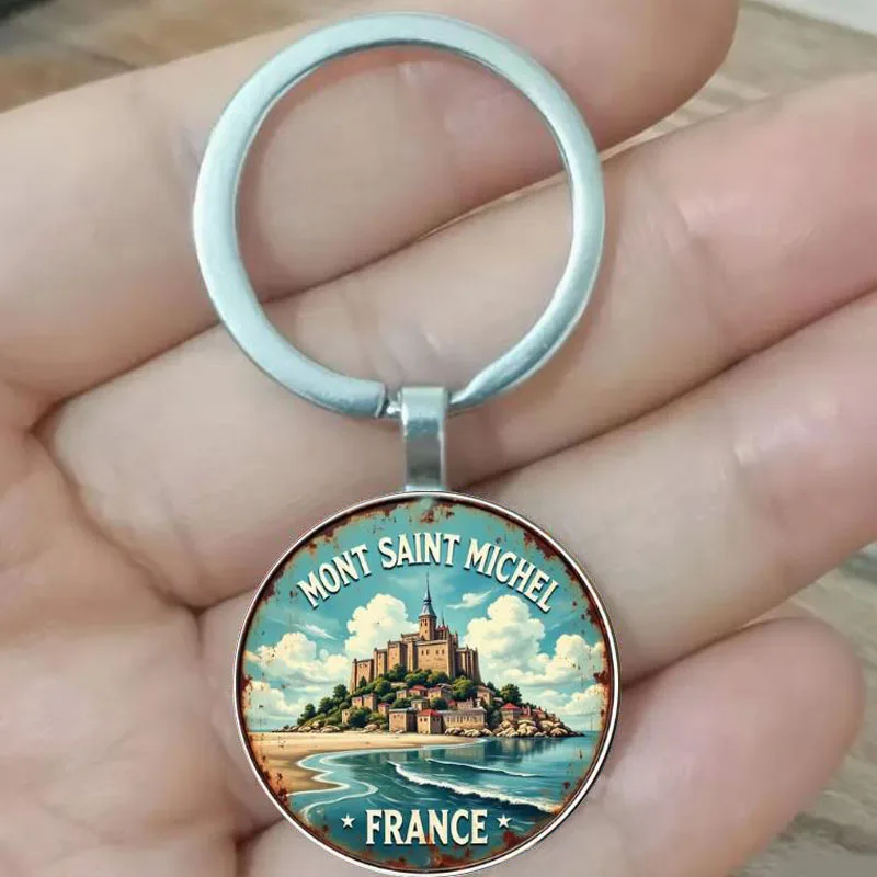 

Vintage Mont Saint Michel keychain perfect gift for travel