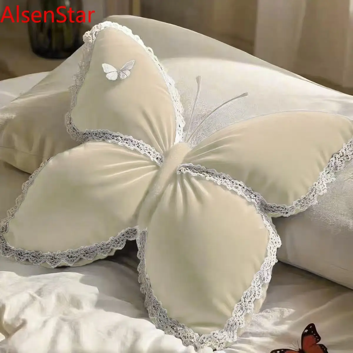 

Princess Lace Butterfly Pillow Headrest Cushion Living Room Office Bedroom Car Sofa Bow Cushion Girls Gift Home Decoration