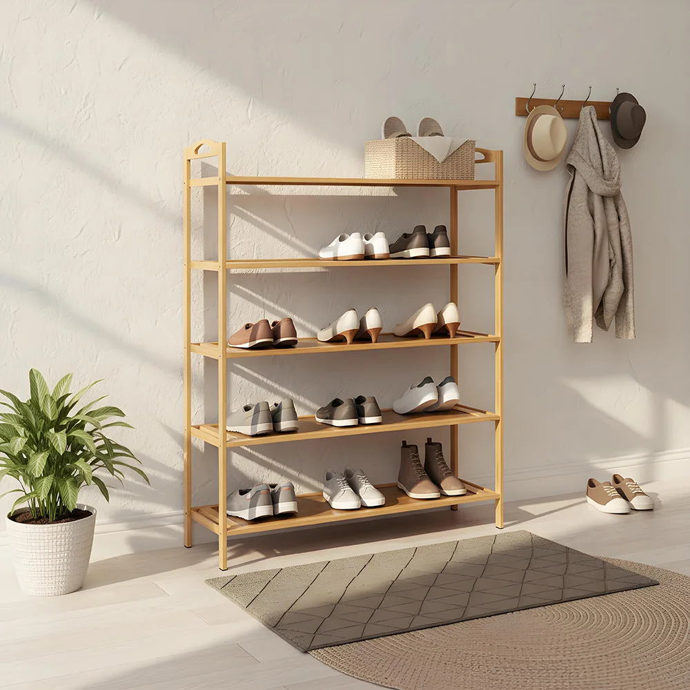 5 Tier Bamboo Shoe Rack Organizer for Entryway