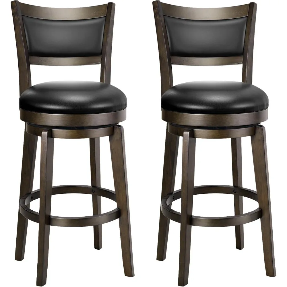 

2 sets of rotating bar stools, 26 inch counter height bar stool, black faux leather bar stool with high backrest and solid