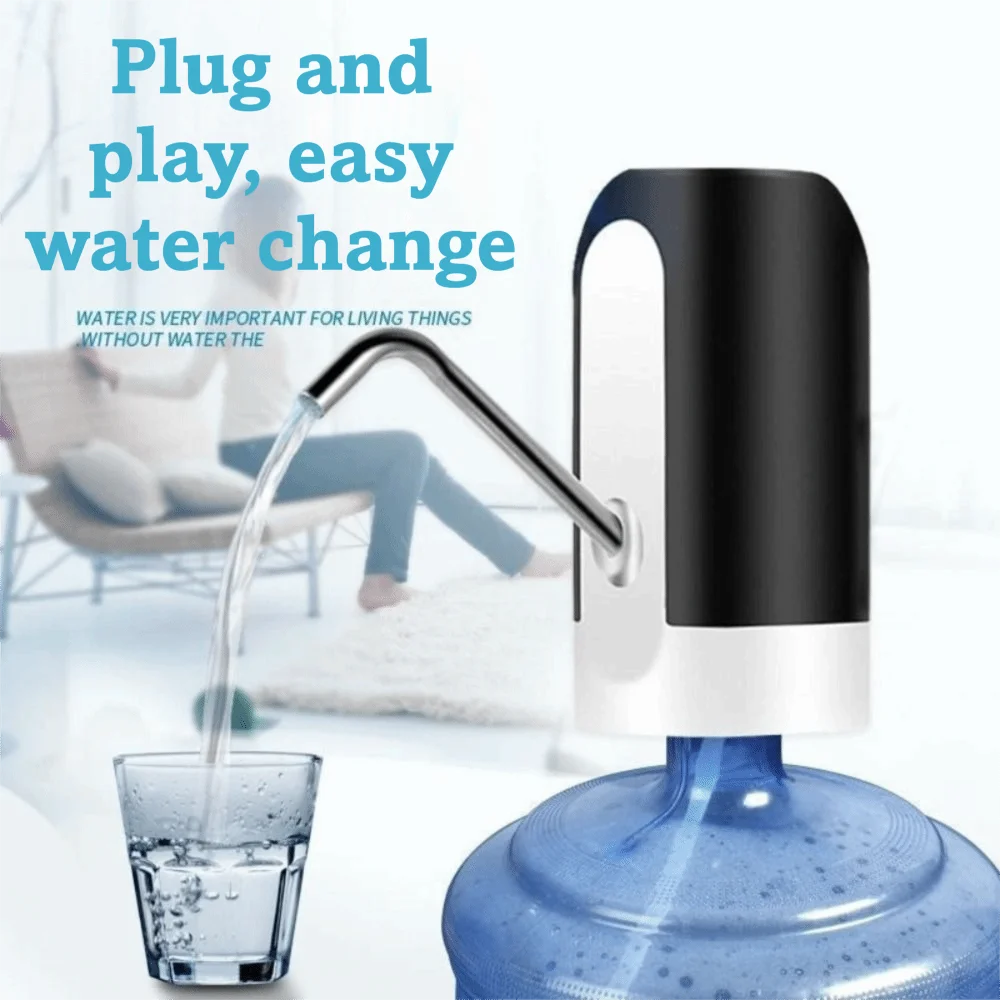 Barreled Water Bottle Pump USB Rechargeable With Extension Hose Electric Water Dispenser Automatic One-button Switch
