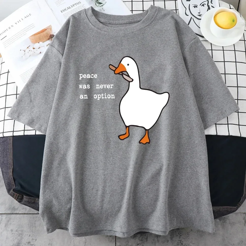 Men\'s Duck Print T-shirt Fashion Letter Printed Tee Loose and Comfortable Street Short Sleeve Oversized Tee Shirt Men Clothes