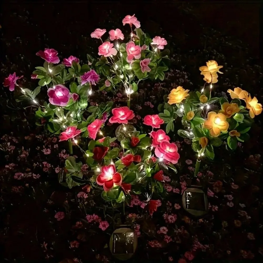 1PC Solar Azaleas Flower Outdoor Lights-IP65 Waterproof, for Room Party Home Garden Path Camping Yard Lawn Decor