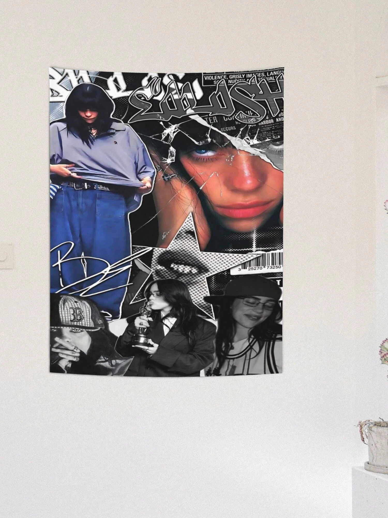 Billie Throw Eilish Tapestry, Hanging Wall Cloth Decoration, For Home Decor, Room Decor, Wall Decor, Wall Art , Flags For R