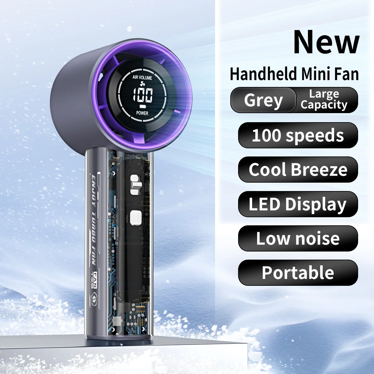 Mech Wind Blower Fan Violent Turbine Outdoor Portable Handheld Small Fan Digital Display USB Brushless Motor