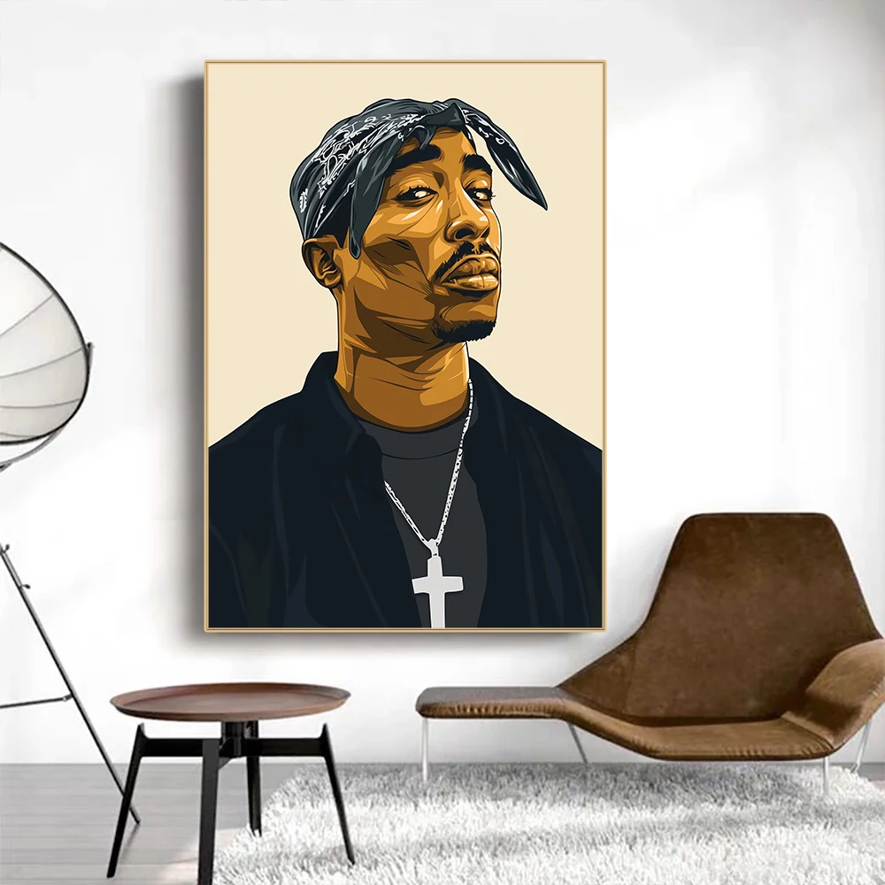 لوحة هيب هوب المغني 2pac لرسومات الحائط من القماش على طراز أساطير الراب توباك وطباعة صور لتزيين غرفة المعيشة هدايا المشجعين #4