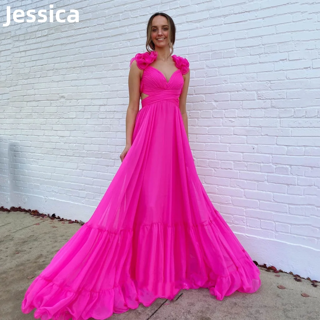 Jessica Hand Curled Lace Prom Dresses Organza Tie Back Arab Evening Dress Bridesmaid Dresses Wedding Guest Dresses فساتين السهرة