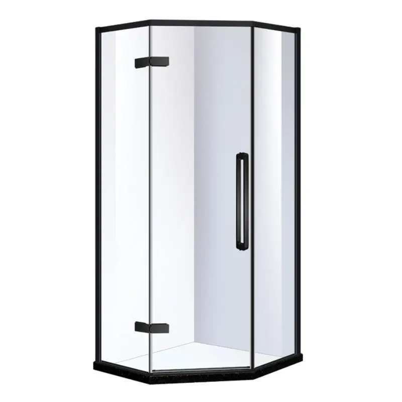 

Luxury rhombus frame tempered glass steam shower room, round fan-shaped open single door