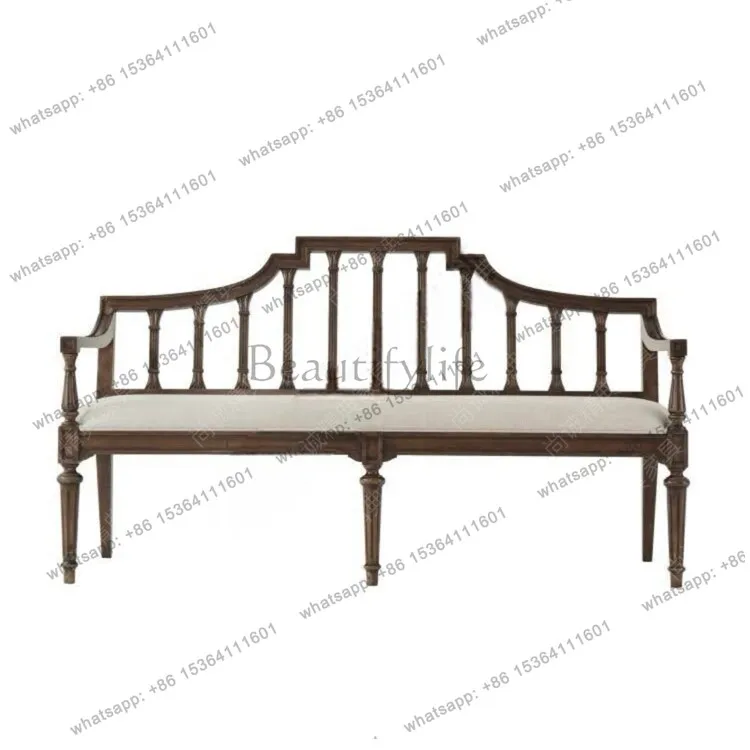 

French rural retro solid wood double triple sofa simple furniture casual