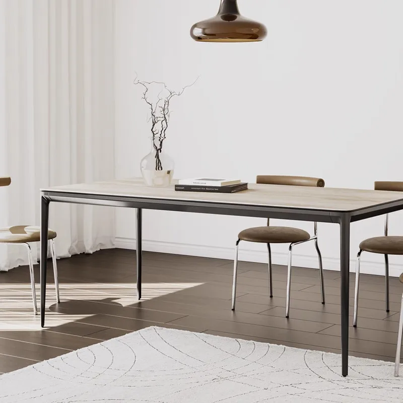 

Travertine rock slab dining table, rock slab table Modern simple household small apartment restaurant dining table chairs
