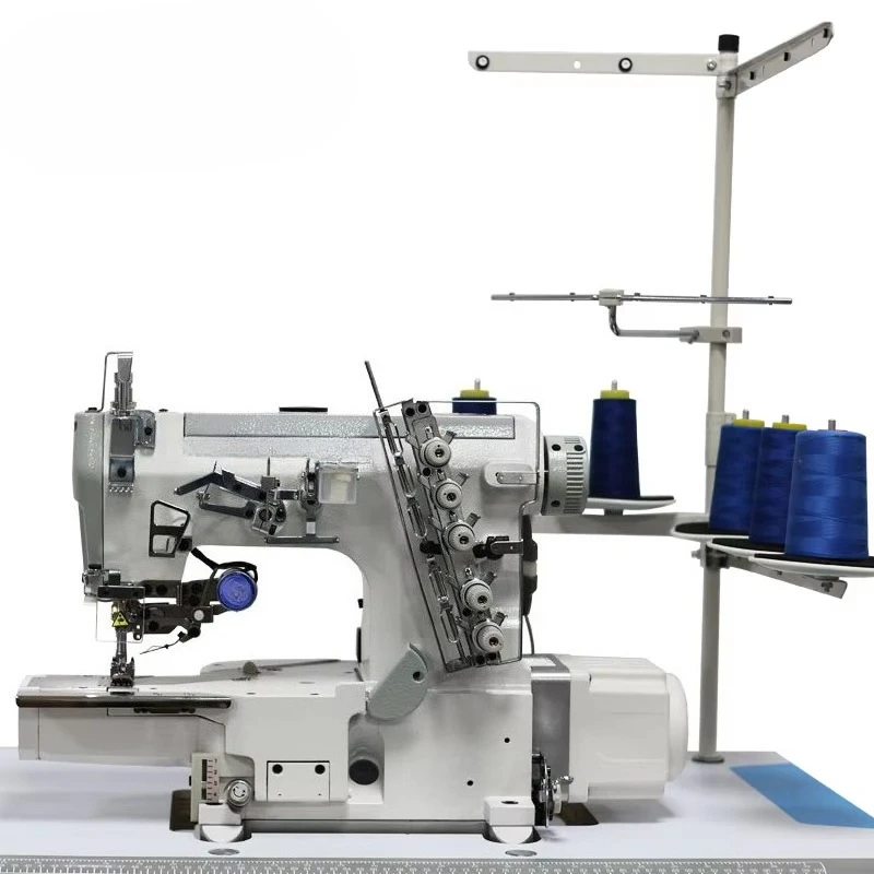 New Industrial Flat Lock Machine Triple Needle 5-Thread Automatic Thread Trimmer JK-600-UT Flat-Bed Iron Plastic