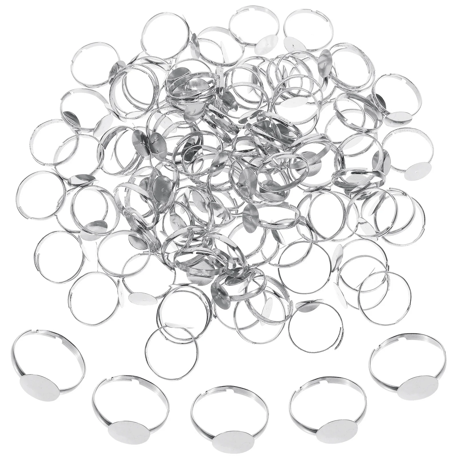

100pcs Adjustable Blank Alloy Rings Base Rings For Diy Jewelry Making Alloy Blanks Craft Ring Base Pads Diy Ring Supplies