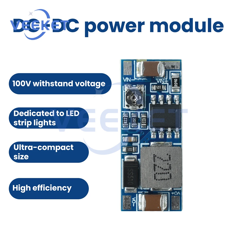 

DC-DC Step-down Power Converter Module 8-100V Input Adjustable 5-20V Output 2A High Current Compact Design Power Module