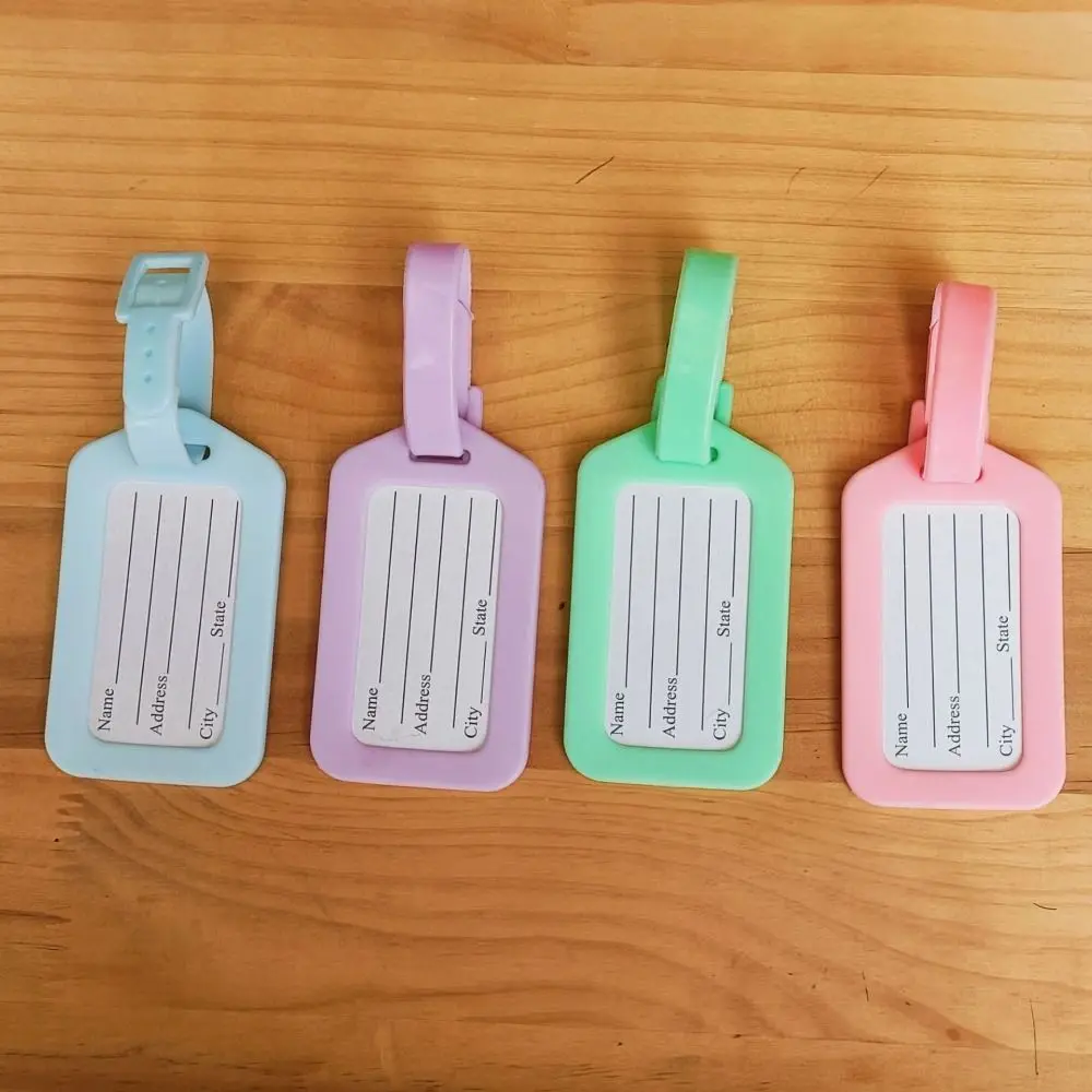 Простая цветная бирка для багажа Macaron, однотонная бирка из ПВХ для чемодана в самолете, информационная карта, форма багажа, посадочный проход для мужчин
