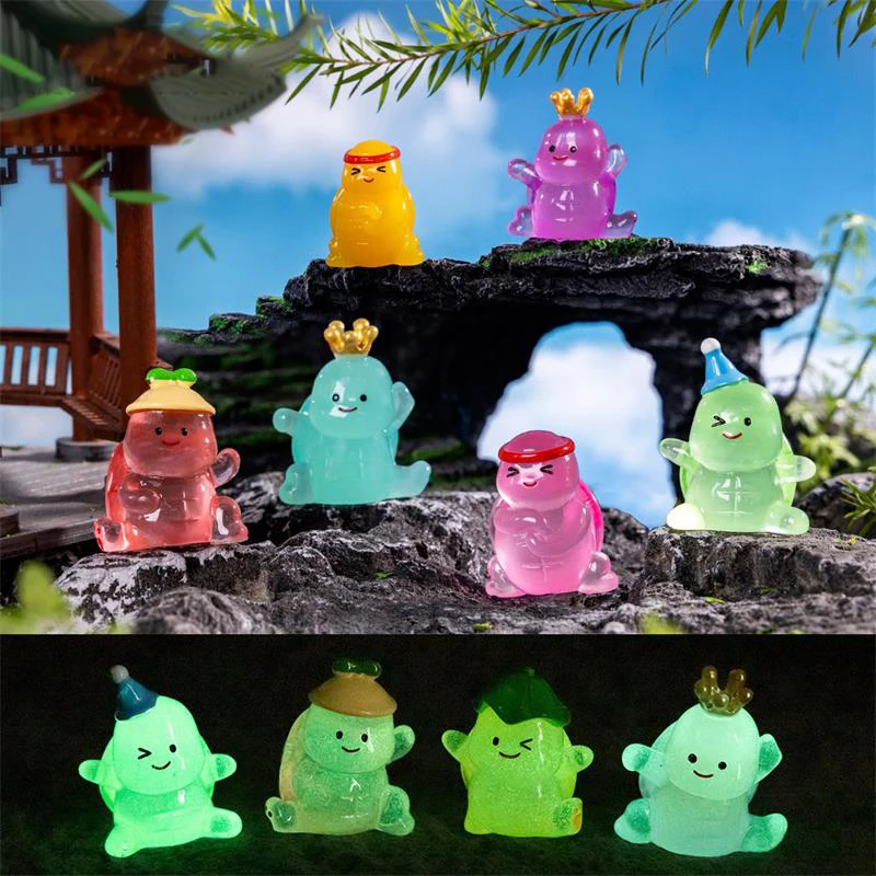 Cute Mini Luminous Kung Fu Turtle Micro Landscape Ornaments Car Home Decoration Glowing In Dark Turtle Toy DIY Accessories Gifts