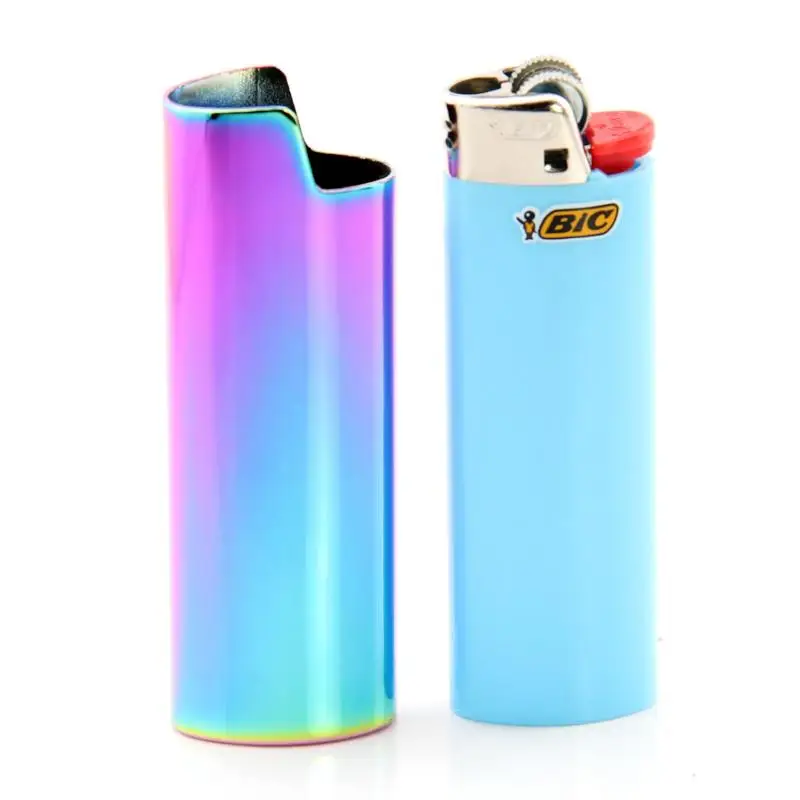 A set of Metal Full Size Lighter Case Large Cover For Bic Lighter J6 Bic Lighter Accessories