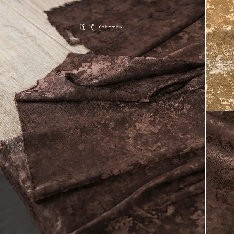Brown Textured Jacquard Satin Fabric Soft Mottled Vintage Elegant Style for Shirt Dress Fashion Design DIY Sewing Accessories