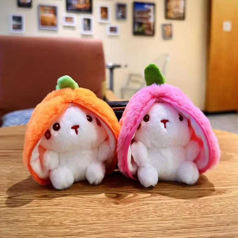 Plush Bunny Doll Reversible Stuffed Animal Carrot Rabbit Figurine Adorable Plush Bunny Toy For Girls Boys Kids Teens Adults