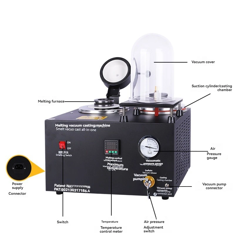 

2KG Digital Display Metal Casting Furnace 1150°C High Temp Gold Silver Melting Vacuum Machine Jewelry Making Equipment