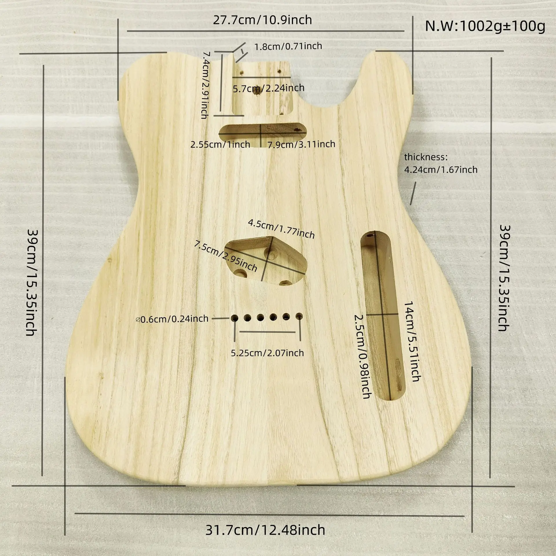 Unfinished Electric Guitar Body Paulownia Wood DIY Blank for TL-3 Electric Guitar Custom Paint Replacement Body