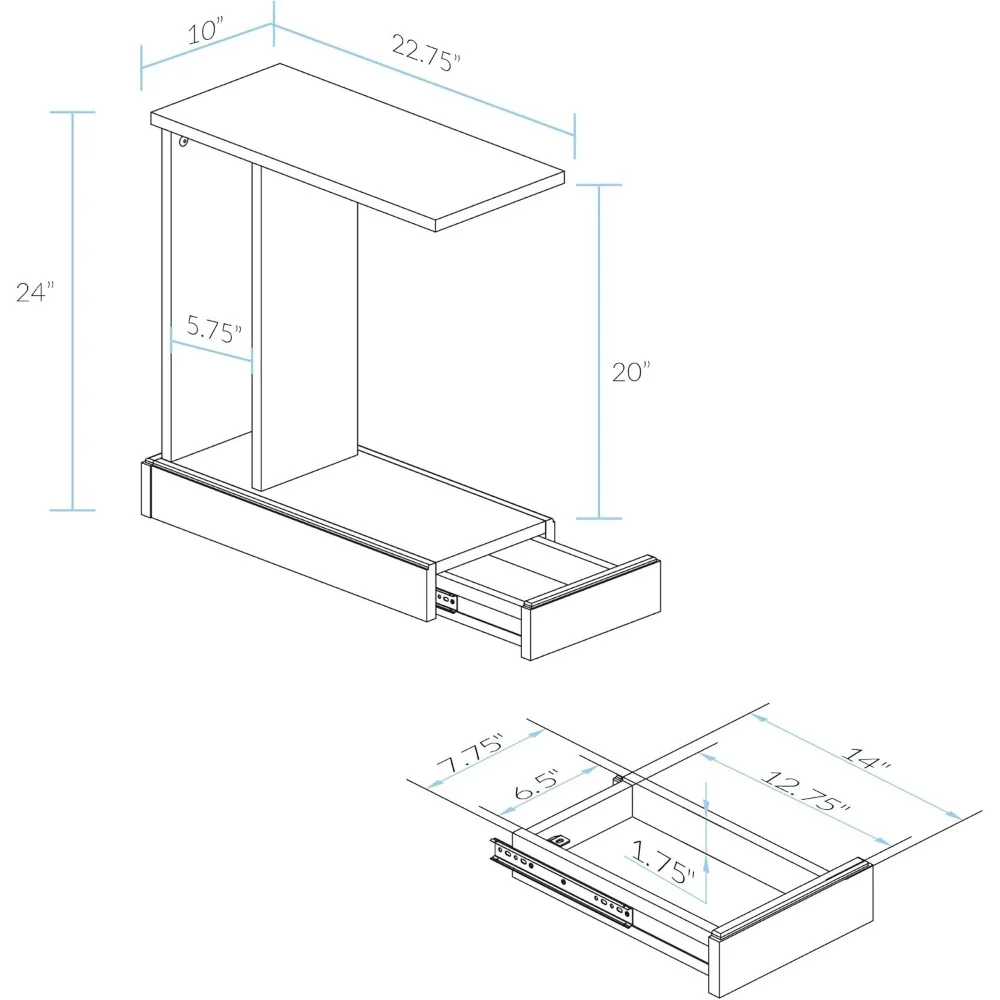 طاولة قهوة مع درج للتخزين المخفي، لمسة نهائية موكا، 22.75 × 10 × 24 بوصة