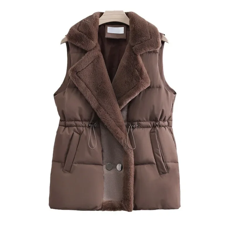 Doudoune rembourrée en coton pour femme, manteau court pour femme, gilet à la taille, col en fibre trempée, coréen, automne, hiver, nouveau, 2024