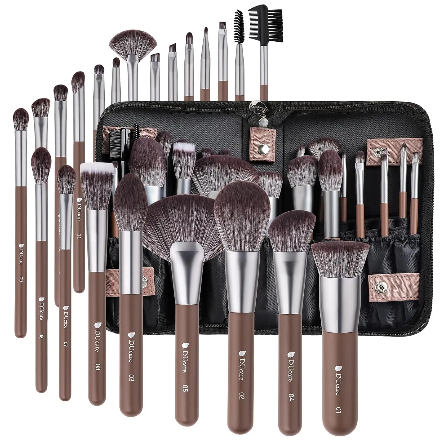 Set di pennelli per trucco professionale da 22 pezzi con borsa - Pennelli Kabuki sintetici, fondotinta, fard, ombretti