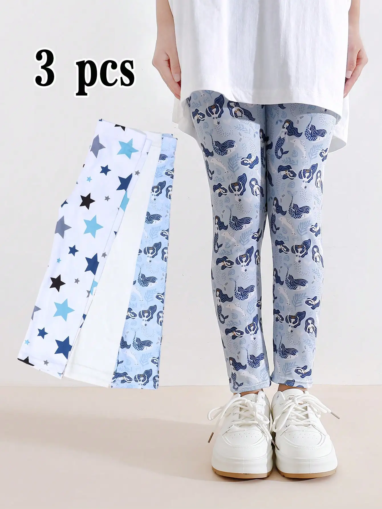 3er-Pack Mädchen-Leggings mit Cartoon-Motiv, dehnbar, atmungsaktiv, für alle Jahreszeiten, lässige Hosen, ideal als Unterhose oder als Freizeitkleidung, passend für Kinder von 2 bis 12 Jahren. – Detail 1