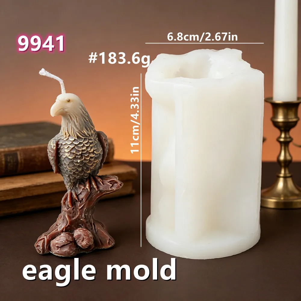 3D Realistic Eagle Silicone Candle Mold,Detailed Bald Eagle on Branch Mold for DIY Lifelike Bird Owl Aroma Candle,Resin Craft
