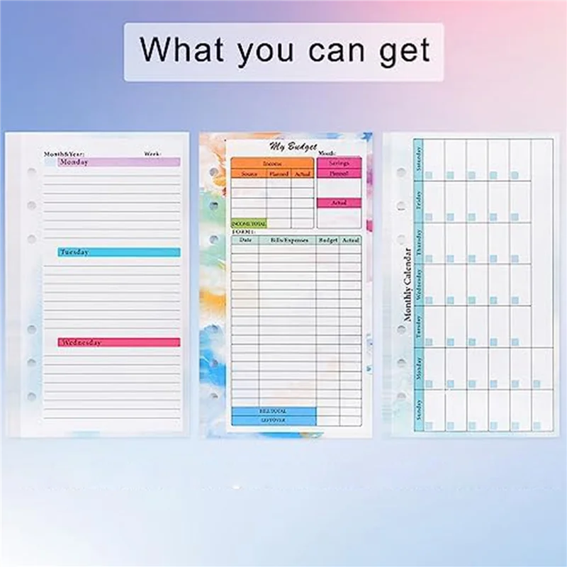 Sensibile 2 Set A6 Budget Planner Ricarica 82 Fogli Mensile Settimanale Planner Blocco Note 6 Fori Per A6 Raccoglitore Copertura Salva A