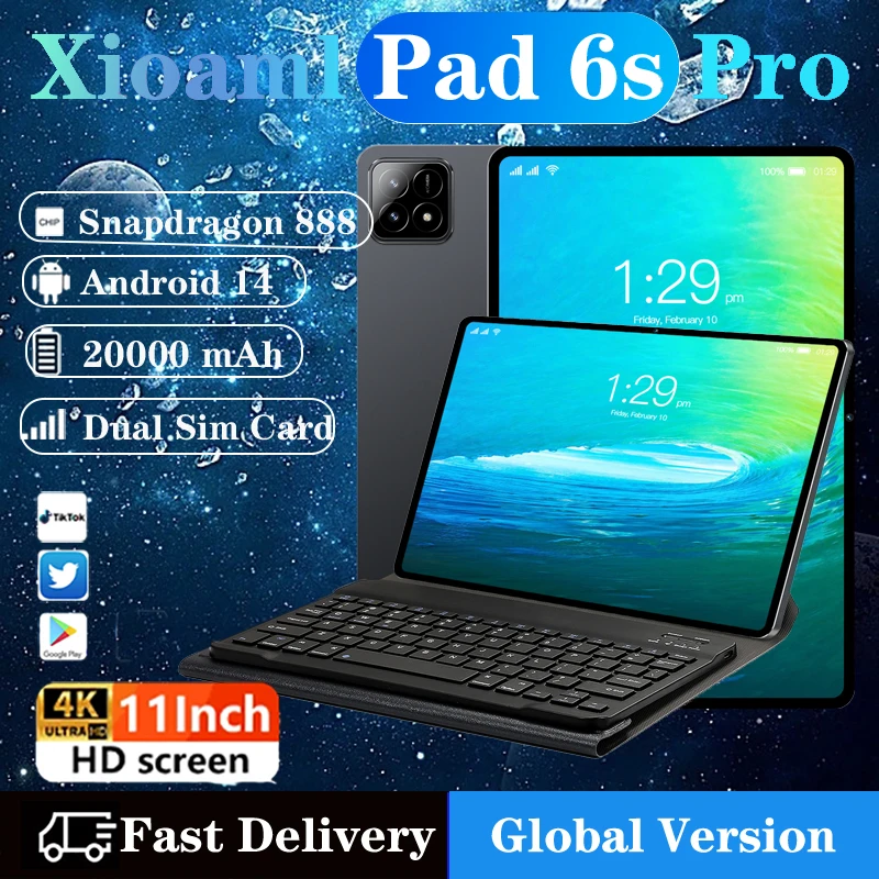 

New Global Version Xioaml Pad 6S Pro Tablets Android 14 Snapdragon 8 Gen2 16GB+1TB GPS 5G WiFi Dual SIM HD Tablette PC 2024