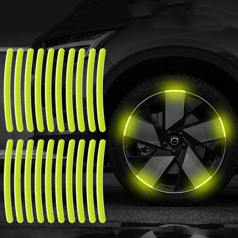 

40pcs Car Wheel Hub Reflective Sticker Luminous Sticker for Night Driving Tire Rim Reflective Strips Car-Styling Accessories