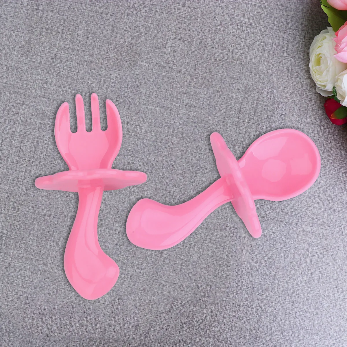

4Set Baby Eating Training Spoon Fork Set Protective Board Ergonomic Baby Tableware Lightweight Creative Spork for Feeding